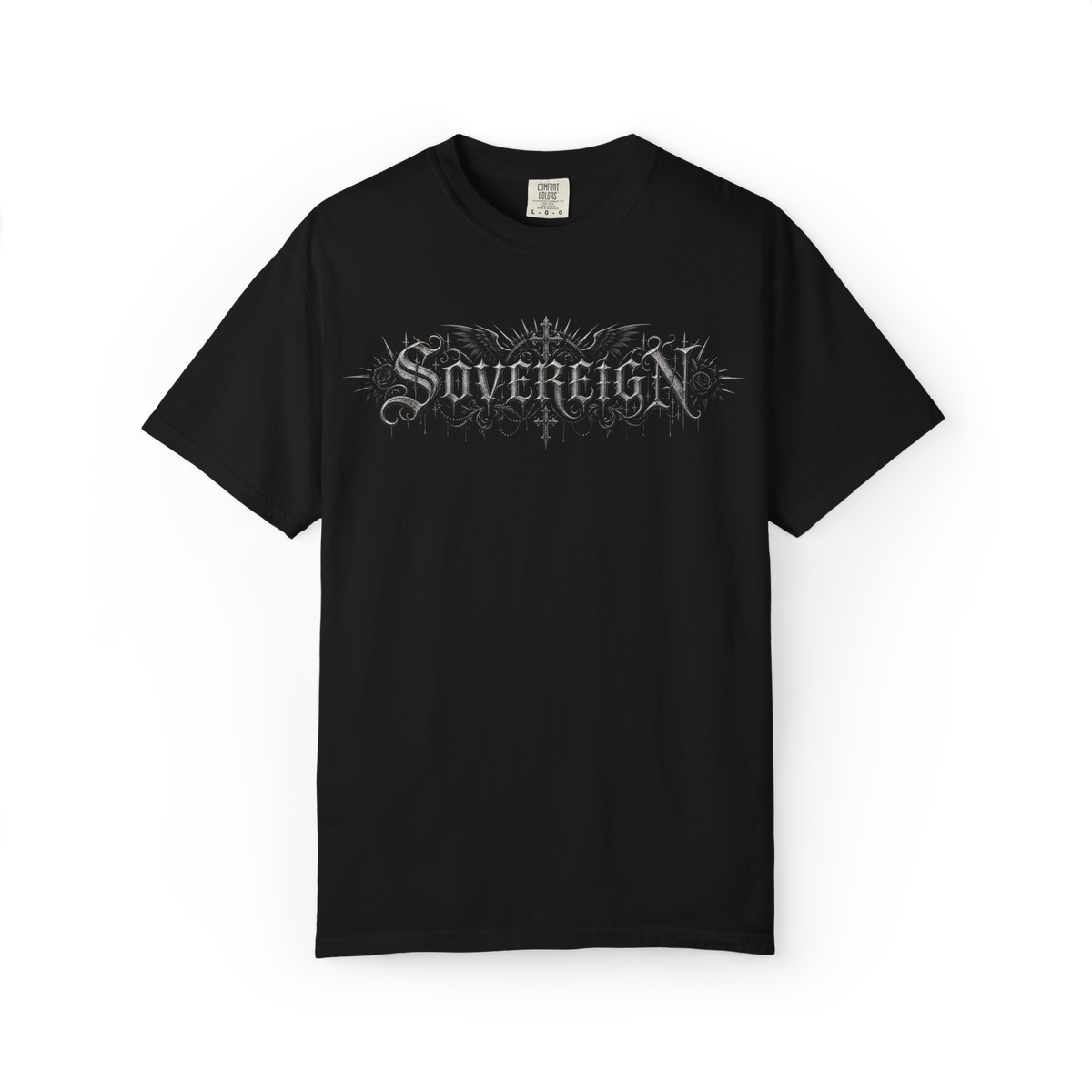 Back of the black Sovereign T-shirt