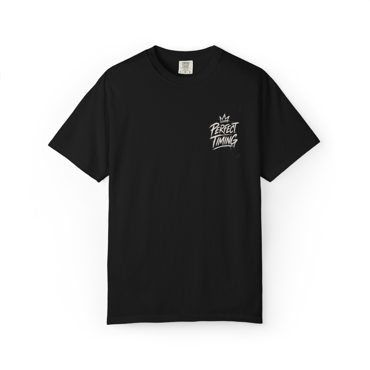 Black Perfect Timing graffiti crown back print t-shirt