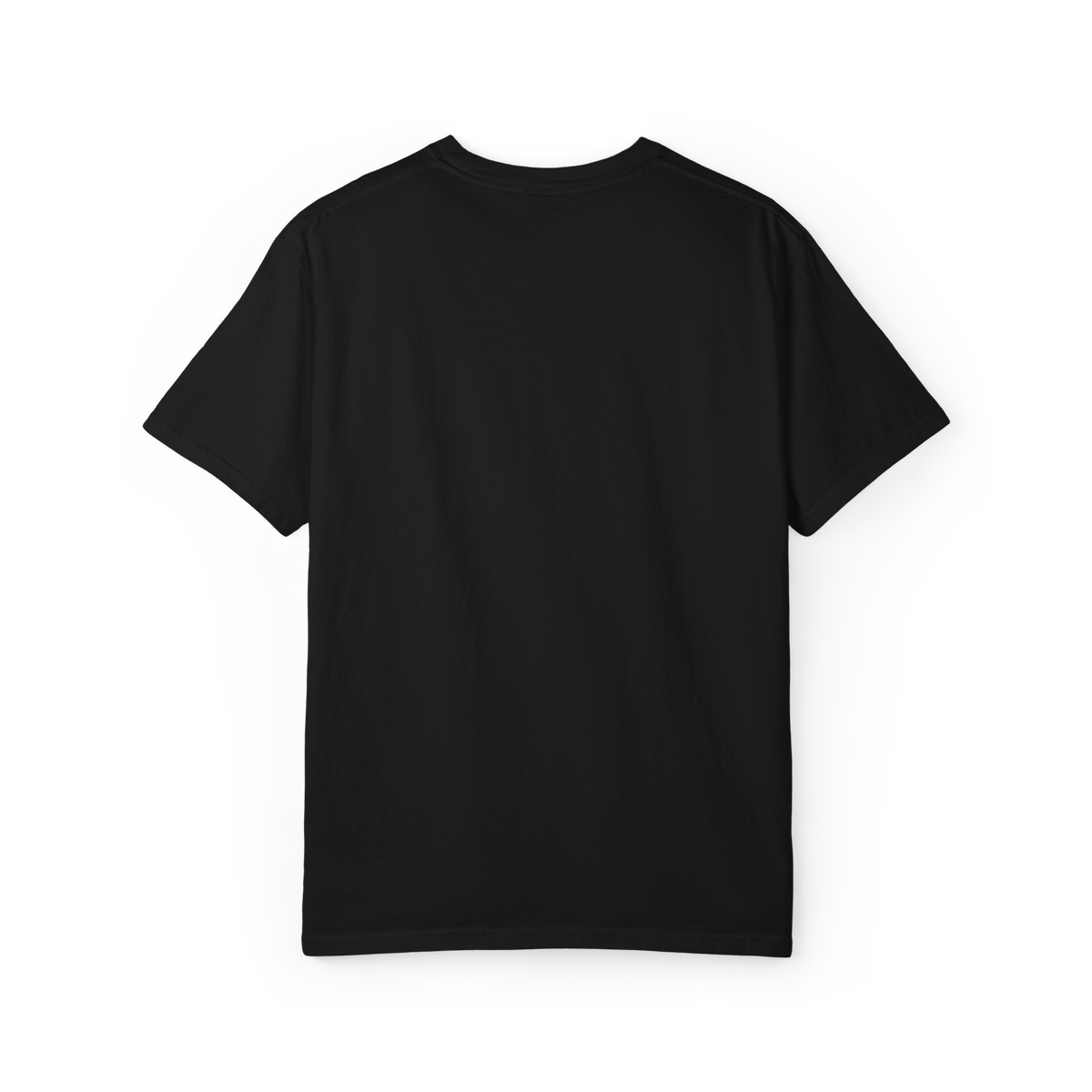 Black 100% cotton T-shirt back view