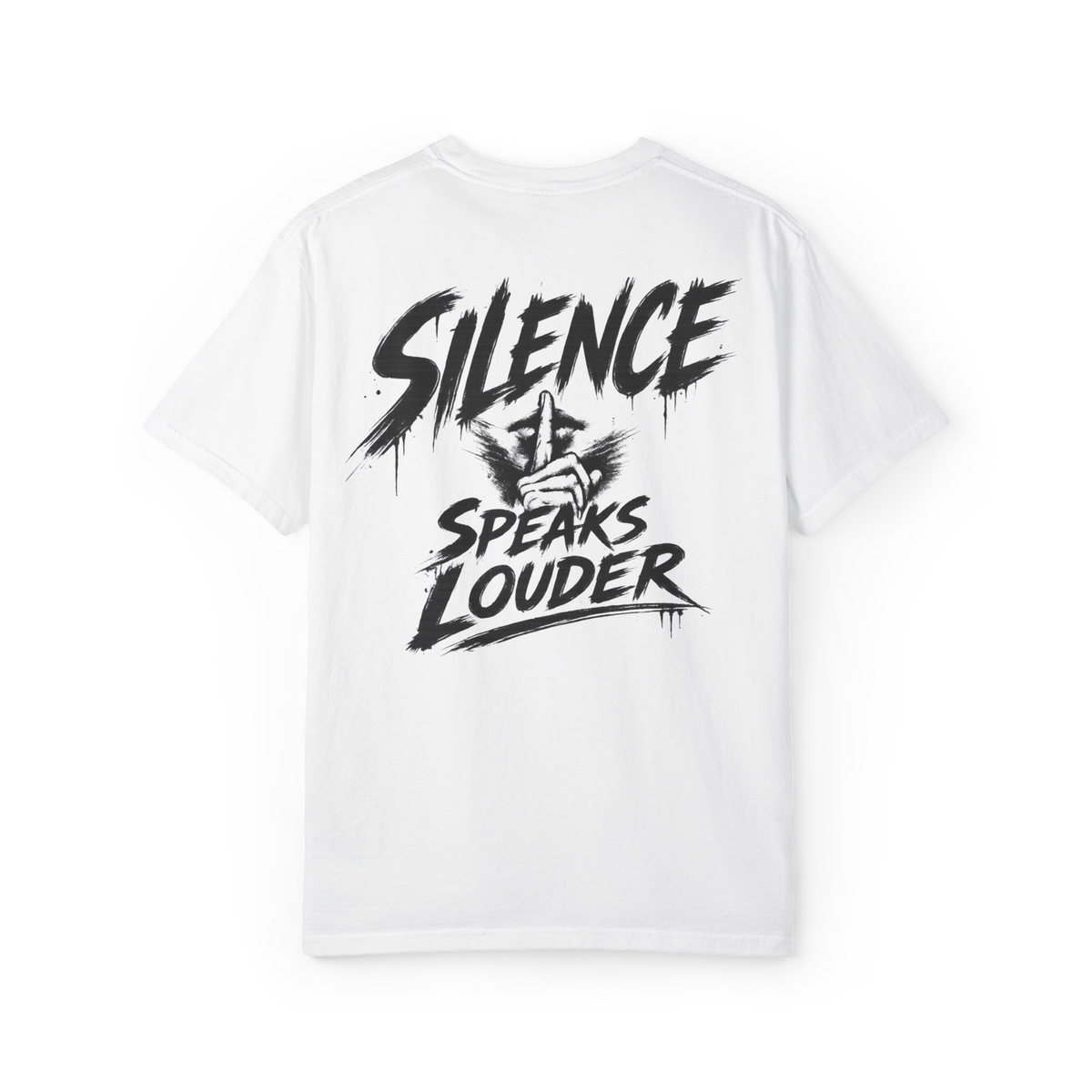 White Silence Speaks Louder graphic T-shirt back view